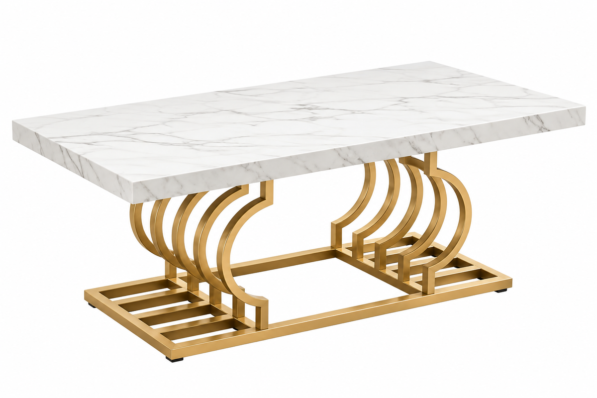 Table Basse Effet Marbre Blanc | Milano